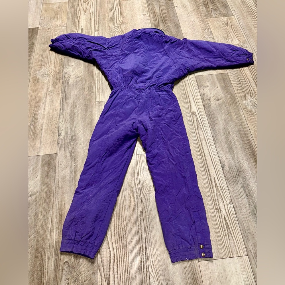 Vintage Ski Suit Bibs one piece coveralls Inside Edge 80s 90s retro purple S - Picture 3 of 13